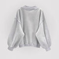 Amazon cross-border foreign trade autum gray sweatshirt short-sleeved k-stylecasualloosev necktopsplaidlong sleeves
