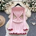 Premium inner layer autumn/winter sweater dress -  new sexy slimming ruffle long sleeve knitted dress