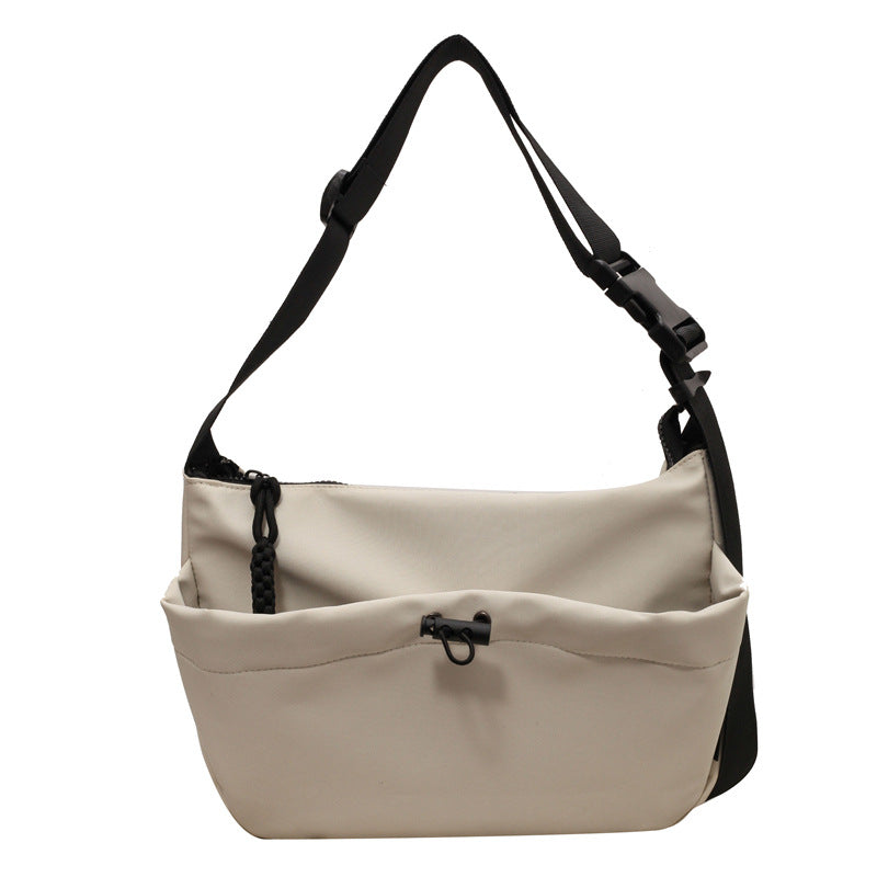 Cross-border special supply of solid color Oxford cloth messenger bag casual cloth bag 2024 new drawstring wide shoulder strap shoulder bag