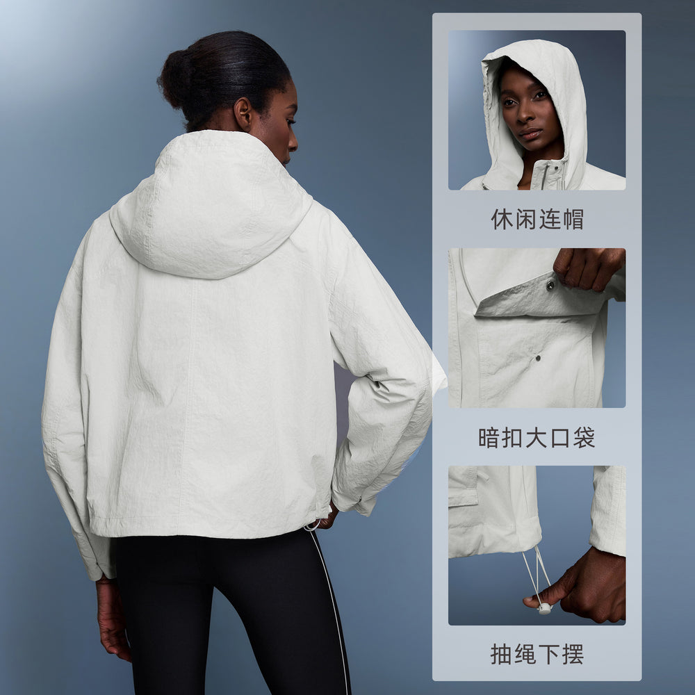 Light outdoor waterproofabrasion resistant hooded outwearcasuallooseeasiest for match windproof short windbreaker jacket for women autumn d25126