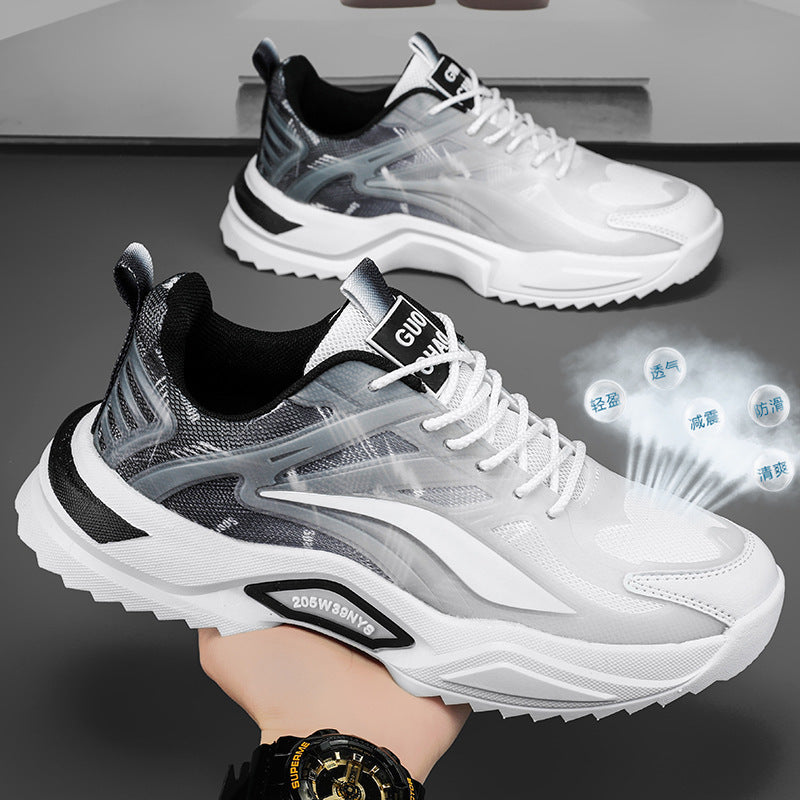 Men's spring 2025 new casual running sneakers - men's height increasing winter breathable white dad shoes - trendy sneakers