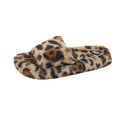 Trendy fuzzy slippers for women - winter fashion leopard print, home & outdoor wear, non-slip soft sole, plush warm one-strap cotton slippers
