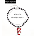 Processed personalized crayfish pendant european and american cross-border seaside necklace for women niche black and white beaded high-end clavicle chain