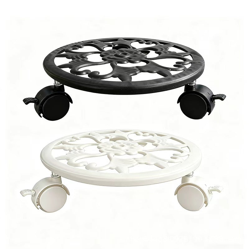 Metal movable flower pot tray iron flower stand roller flower pot base universal wheel movable flower pot stand
