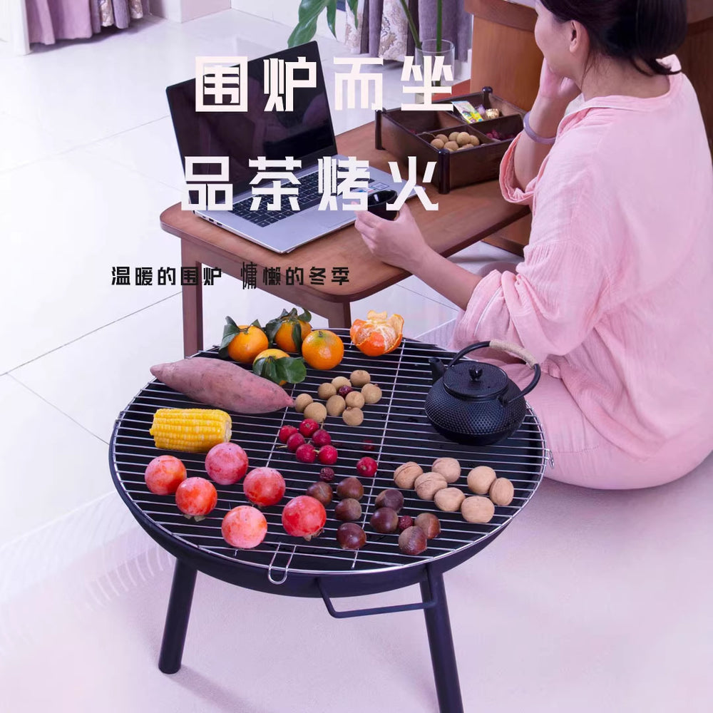 Firewood stove outdoor courtyard round fire pit portable 4-5 people for home charcoal heating stove export fire pit in stock