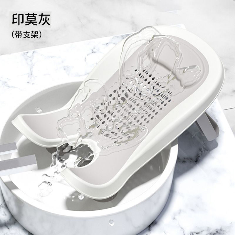 Baby bath support stand - foldable, no-assembly, non-slip bath tub holder for infants and toddlers
