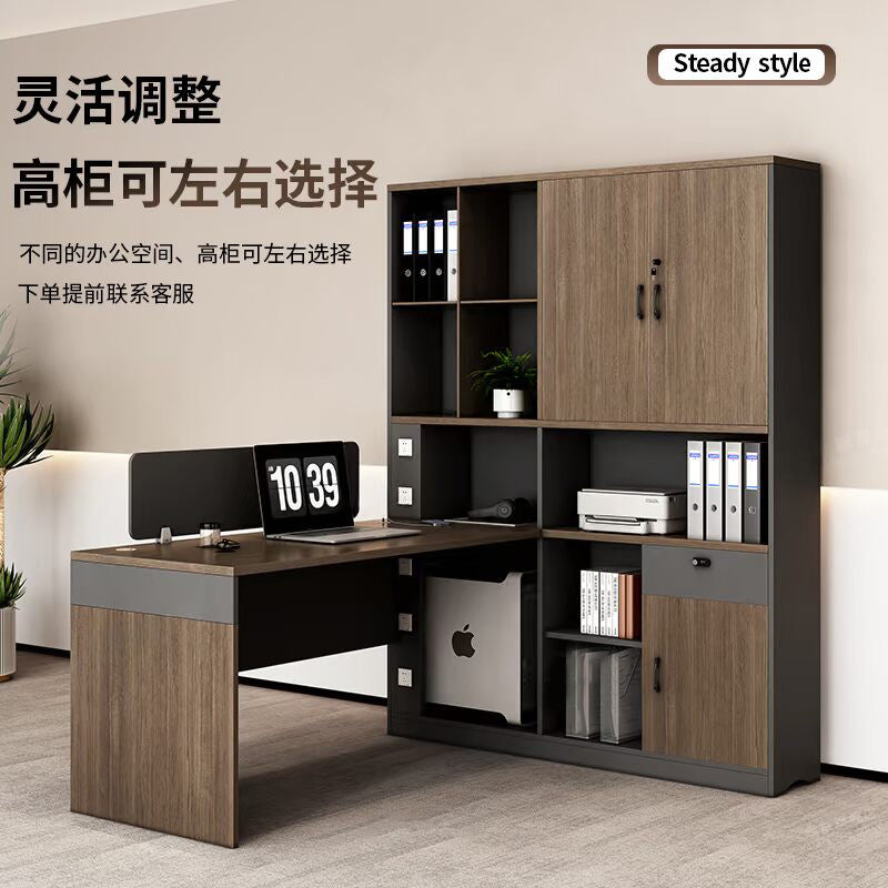 Staff desk and chair office financial computer table high cabinet furniture chair combination staff table modern screen card slot