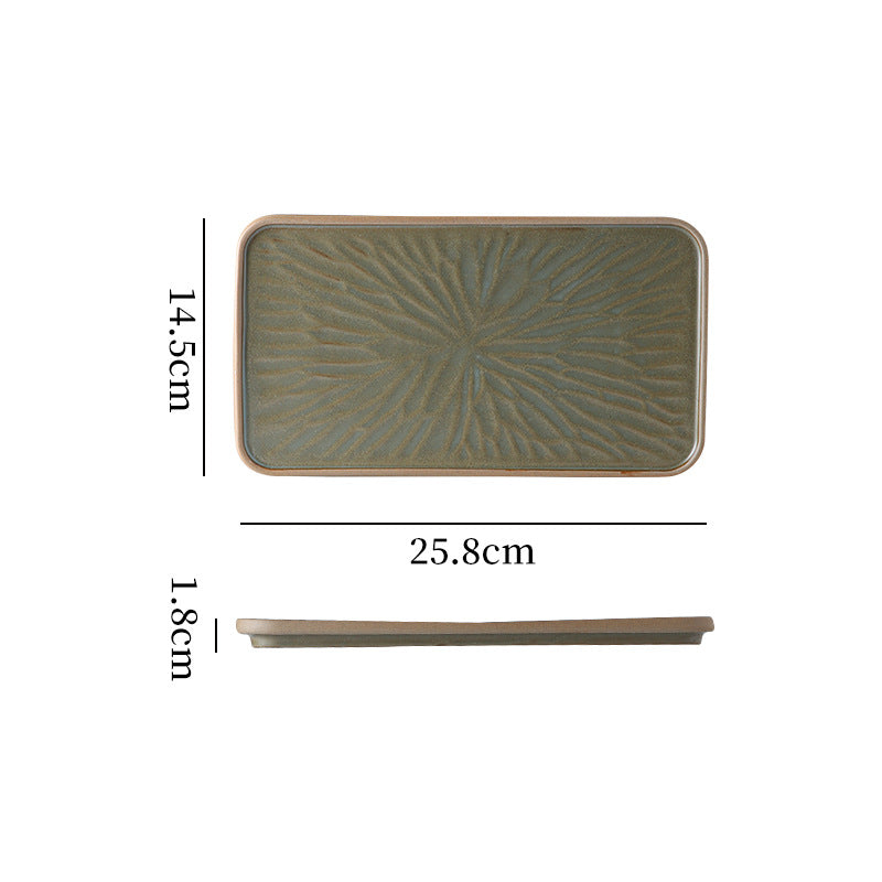 Japanese-style ceramic creative retro rectangular flat plate fish plate restaurant home hotel unique serving plate dessert plate square plate