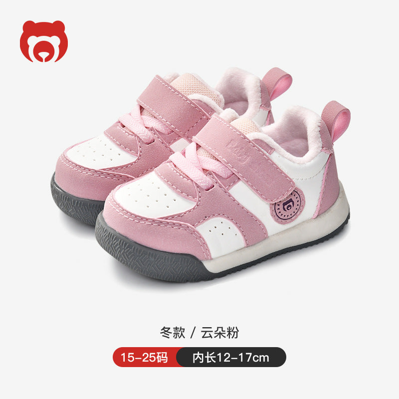 Toddler shoes for baby boys 0-1-3 years old, autumn/winter infant and toddler shoes, girls' shoes, soft sole functional fleece-lined thickened cotton shoes