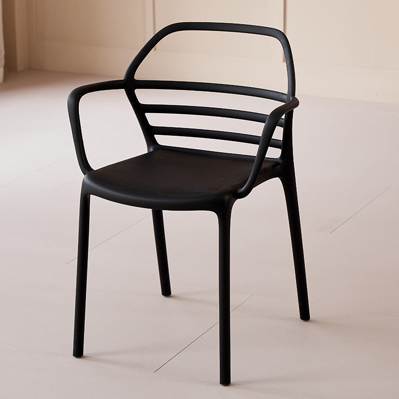 Modern casualthickened plastic cut out dining chair outdoor milk tea shop backrest armrest negotiation chair stackable stool