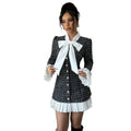 european and american cross-border chic women's ruffle-trimmed, waist-cinching lace mini skirt