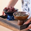 Creative ceramic tall plate for home fruit bowl plate restaurant snacks tea snacks dried fruit plate retro kiln turned ice cream cup
