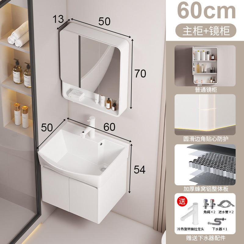 Small apartment circular arc bathroom cabinet deepened wash basin space honeycomb aluminum washbasin cabinet combined toilet washbasin