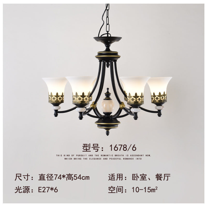 American country lamp, living room lamp, atmospheric bedroom, warm wrought iron lamps, creative retro dining room ceiling art chandelier