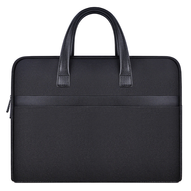 Zippered document bag - business briefcase for office, work, and travel - unisex, double-layer, large capacity, conference materials organizer - customizable with printing