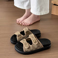Plus size chunky platform sandals women's  summer denim outerwear velcro print beach flip-flops export