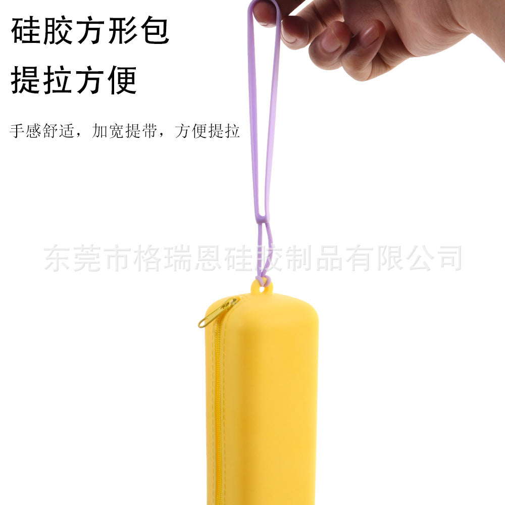 Simple mini portable creative silicone storage bag cosmetic bag portable pencil bag rectangular silicone bag