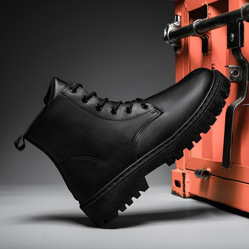 Chef men's shoes springnon-slipwaterproof kitchen high top leather boots black casual leather shoes winter sports boots trendy shoes