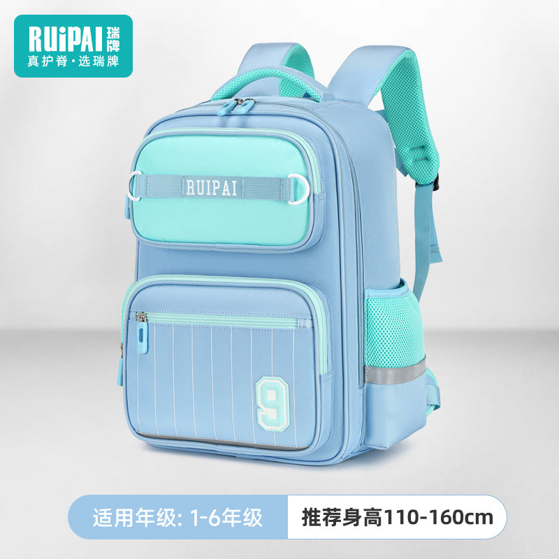 Rui brand primary school schoolbag for girls in grades 1, 2 and 3, large-capacity load reduction children's schoolbag spine protection ultra-light backpack