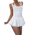 women's clothing  summer new fashionable minimalist elegant solid color spaghetti strap waist-cinching dress
