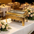 Gold stainless steel buffet warming cabinet with viewing glass lid, 9l hydraulic buffet stove, ideal for hotel and restaurant use