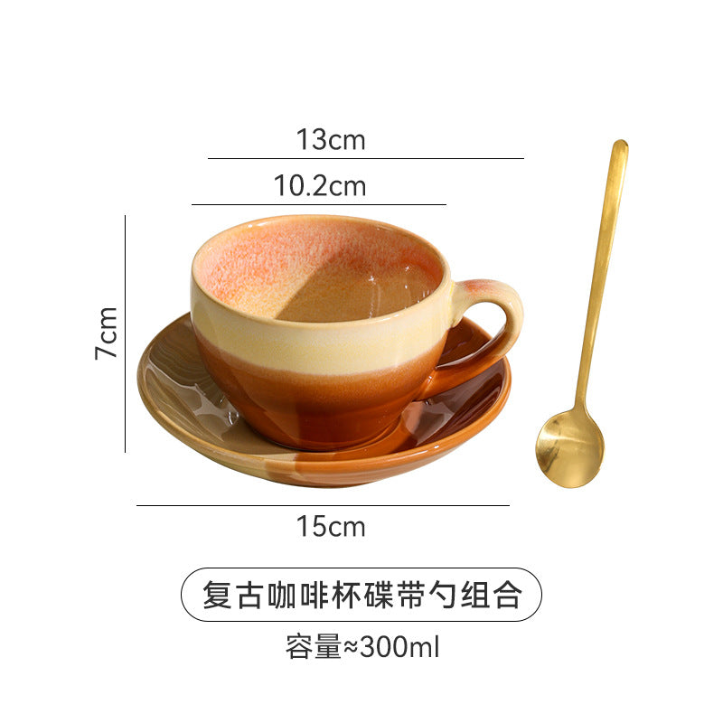 Afternoon tea office ceramic mug stylish kiln-turned retro style embossed milk coffee cup tea cup water cup