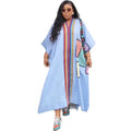 European and american cross-border african women's clothing  spring new arrival: elegant plus size printed loose v-neck robe dress