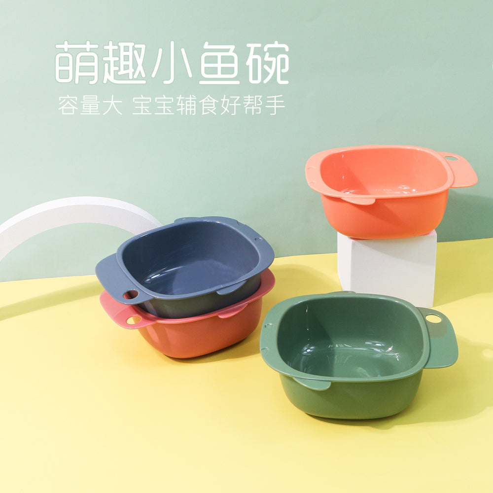Kids leak-proof food bowl fruit storage box baby fat fish bowl tableware baby eating bowl fruit food supplement box