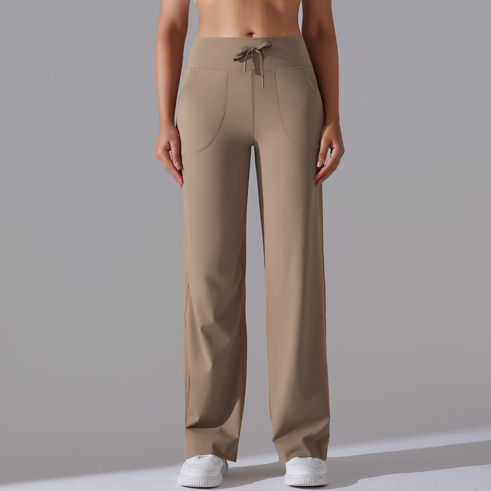 Naked new waistband drawstring loose pants high waist body shaping yoga clothes large flap pocket pants on both sides sports wear fitness pants