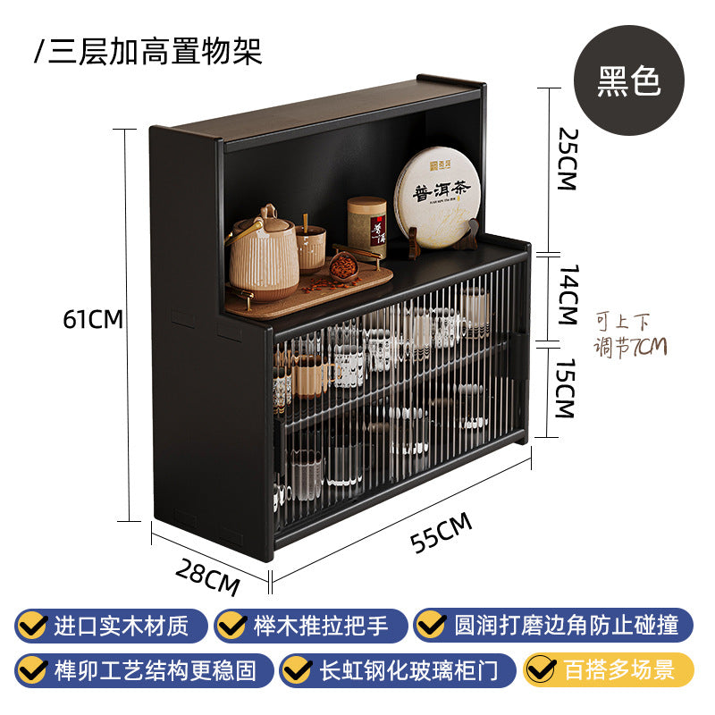 Solid wood bay window cabinet storage locker household balcony renovation window sill antique bookshelf Japanese dust-proof bookcase