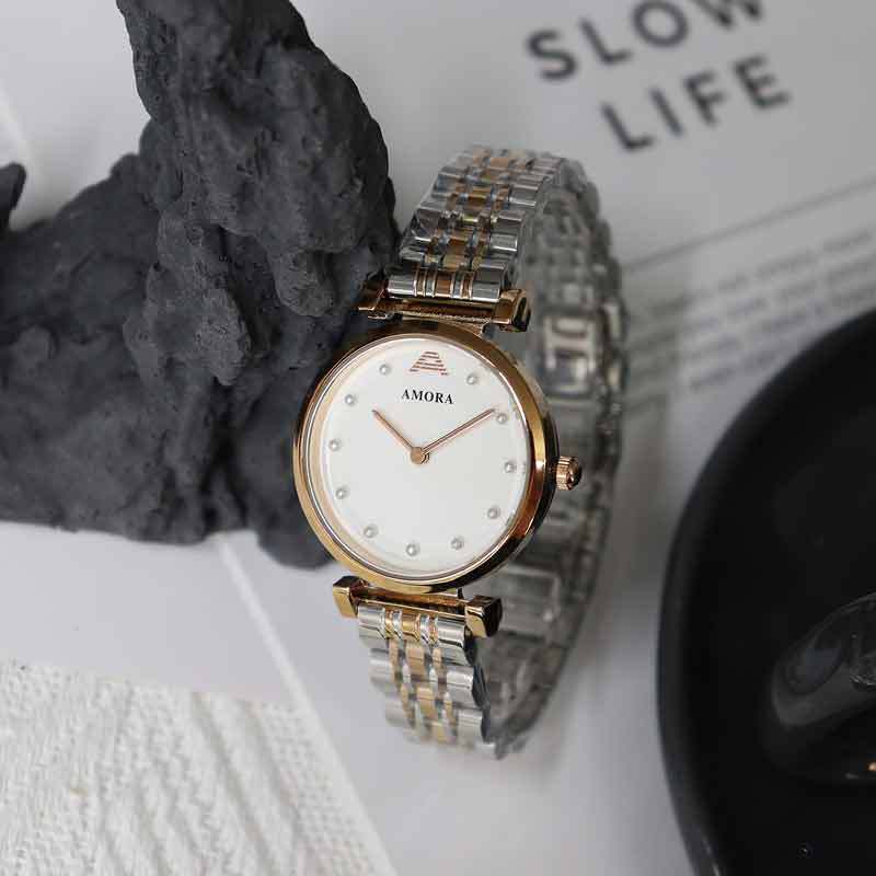 Wholesale stainless steel pearl white watch - women's fashionable, minimalist, elegant, light luxury, trendy, stylish ladies' wristwatch