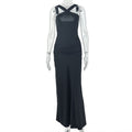 European and american style solid color women's party dress - slim fit bodycon sleeveless maxi dress with cinched waist for an elegant and slimming look