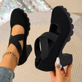 New  cross-strap round toe chunky heel pumps -  autumn women's low-cut high heel mary janes - size 43