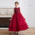Girls' formal dress - high-end runway mesh skirt, vest dress, elegant hostess style, customized for children's piano recitals, european and american style