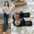 Color block retro floral fairy style women's sandals - summer new comfortable thong sandals for vacation