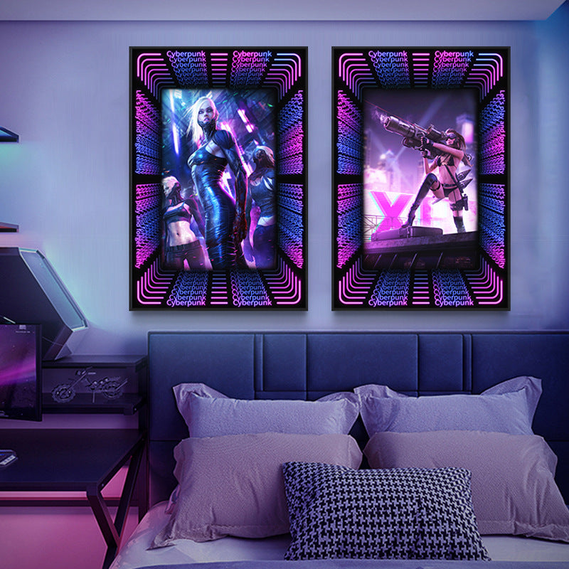 KTV box, private room, luminous hanging paintings, bar, pub, wall decoration painting, e-sports room, cyberpunk style mural