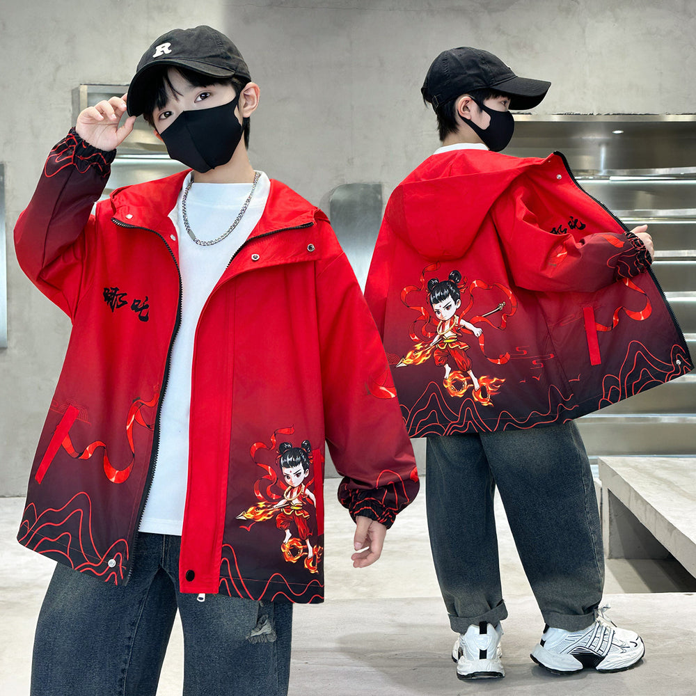 Boys' gradient hooded windbreaker - new autumn  collection - stylish casual jacket for boys and teens