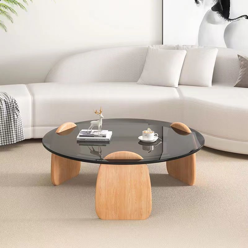 Tempered glass coffee table living room home round combination nordic popular style light luxury italian minimalist tea table small apartment