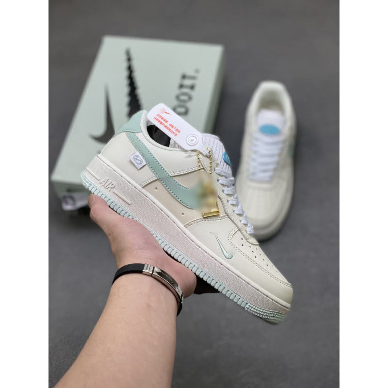Putian high version air force one af1 white shoes wheat color pure original version black warrior men's shoes black sneakers