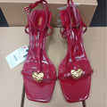 Za summer new arrivals 2025: stiletto heel sandals with metal buckle detail, ankle strap, and back tie closure