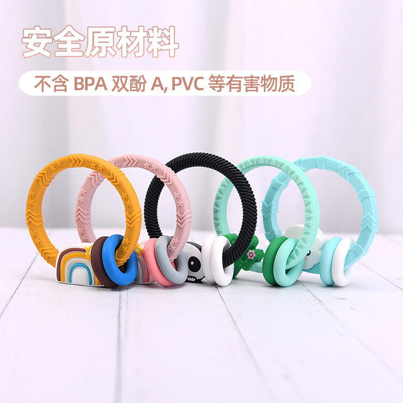 Food Grade Silicone Bite Le Toothpaste Lollipop Cactus Hand Grip Ring Toothpaste Infant Toothpaste Grinding Stick