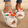 plus size fur slippers for women 2024fall and winternew arrivalflats home indoor and outdoor wear cross cartoon cotton slippers