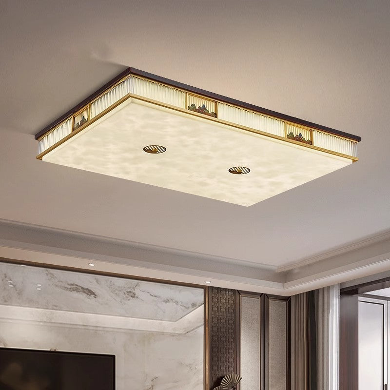 [Jiangshan] 2024 high-end new Chinese ceiling lamp, marble living room lamp zen square bedroom Chinese style