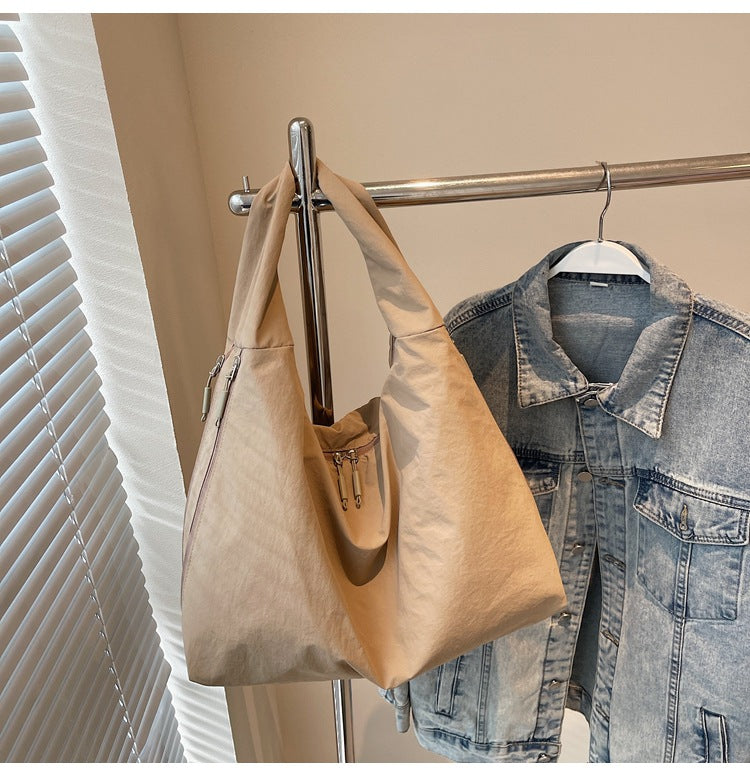 Cross-border fashion casual canvas tote bag women's 2025 new trendy versatile large-capacity underarm bag commuter shoulder bag