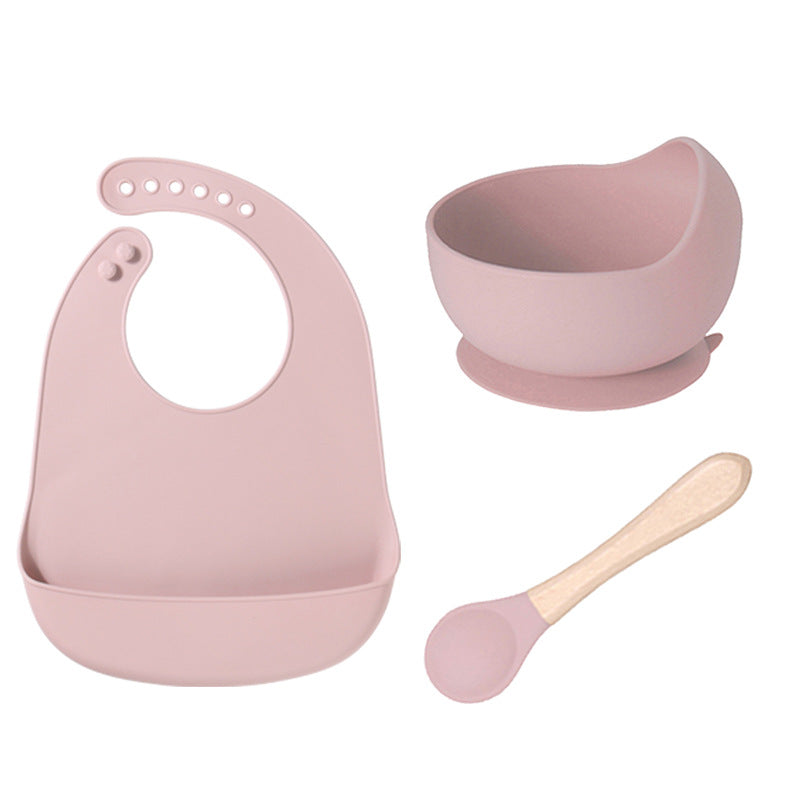 Dongguan Greene Factory Baby Silicone Bib Does Not Contain Bisphenol A Baby Saliva Pocket Children's Tableware Feeding Set
