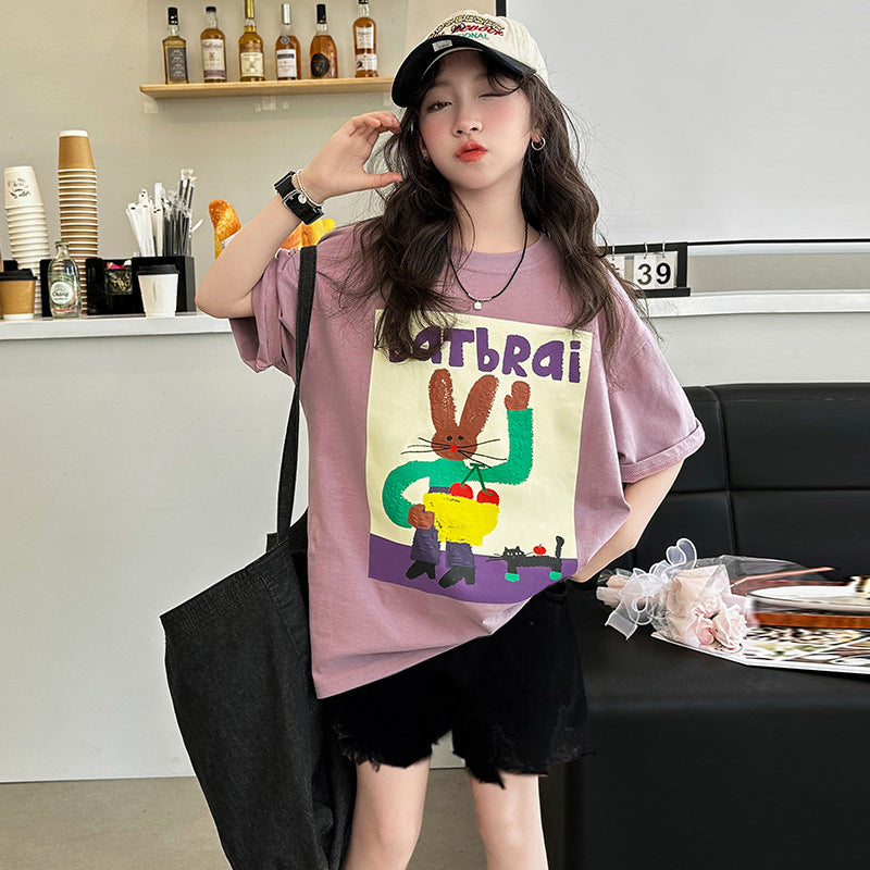 Girls' fashion set - summer  new trendy kids' casual summer outfit - korean style girl's short-sleeve two-piece set - stylish & chic