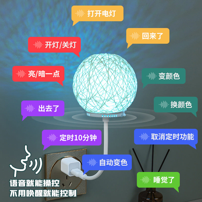 Usb voice-activated night light - smart voice control bedside lamp for bedroom, kids' room, and sleep companion with command sensing