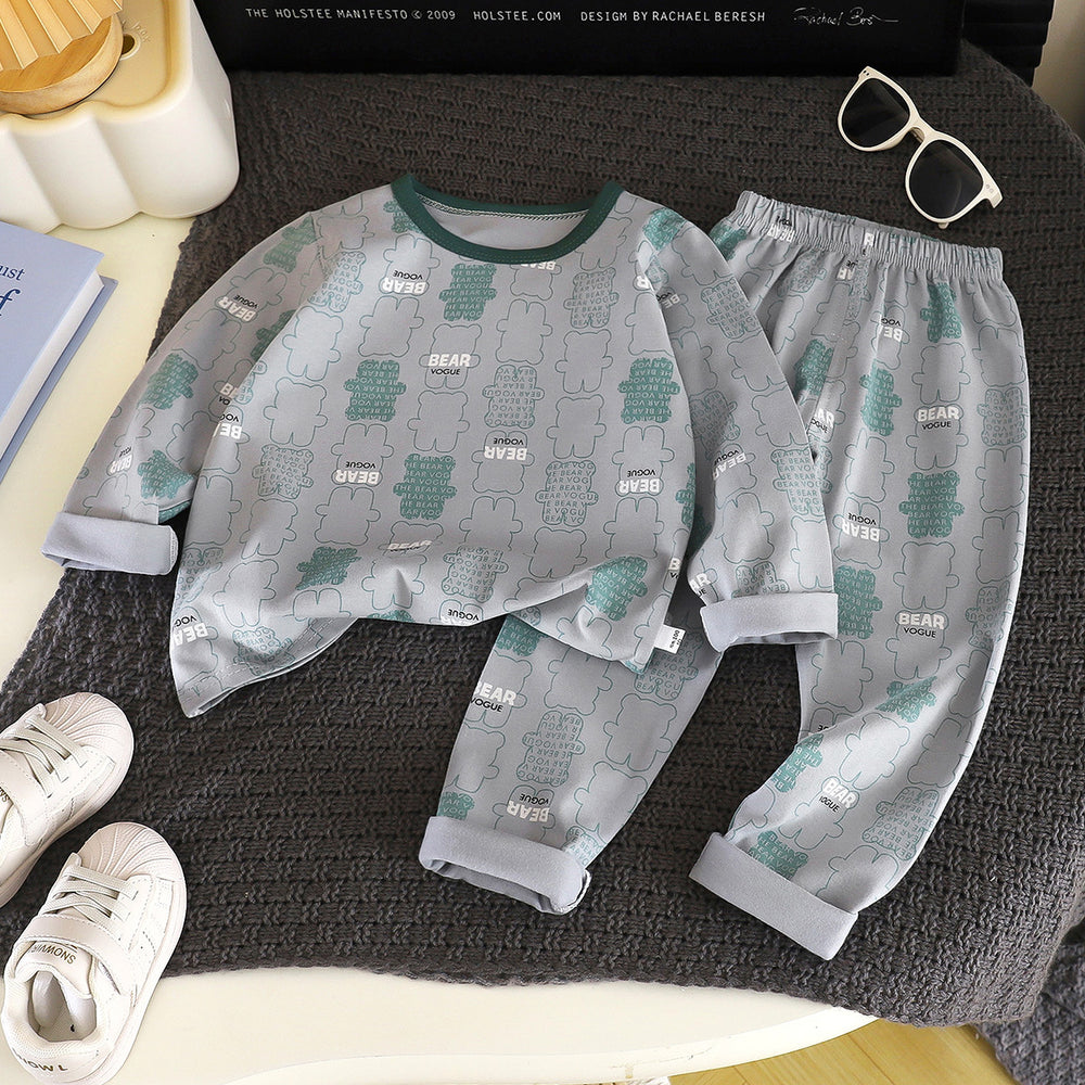 Autumn and winter kids' underwear set, baby lycra cotton thermal underwear, boys' and girls' base layer pajamas, loungewear, children's clothing