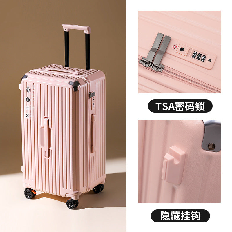 Large capacity aluminum frame suitcase 26 inch anti-drop suitcase brake wheel student trolley case password case leather case