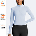 Jinke fall and winter stand-up collar yoga clothes running slimming looklong sleeves half-zip sports tops women's silm elastic fitness clothes